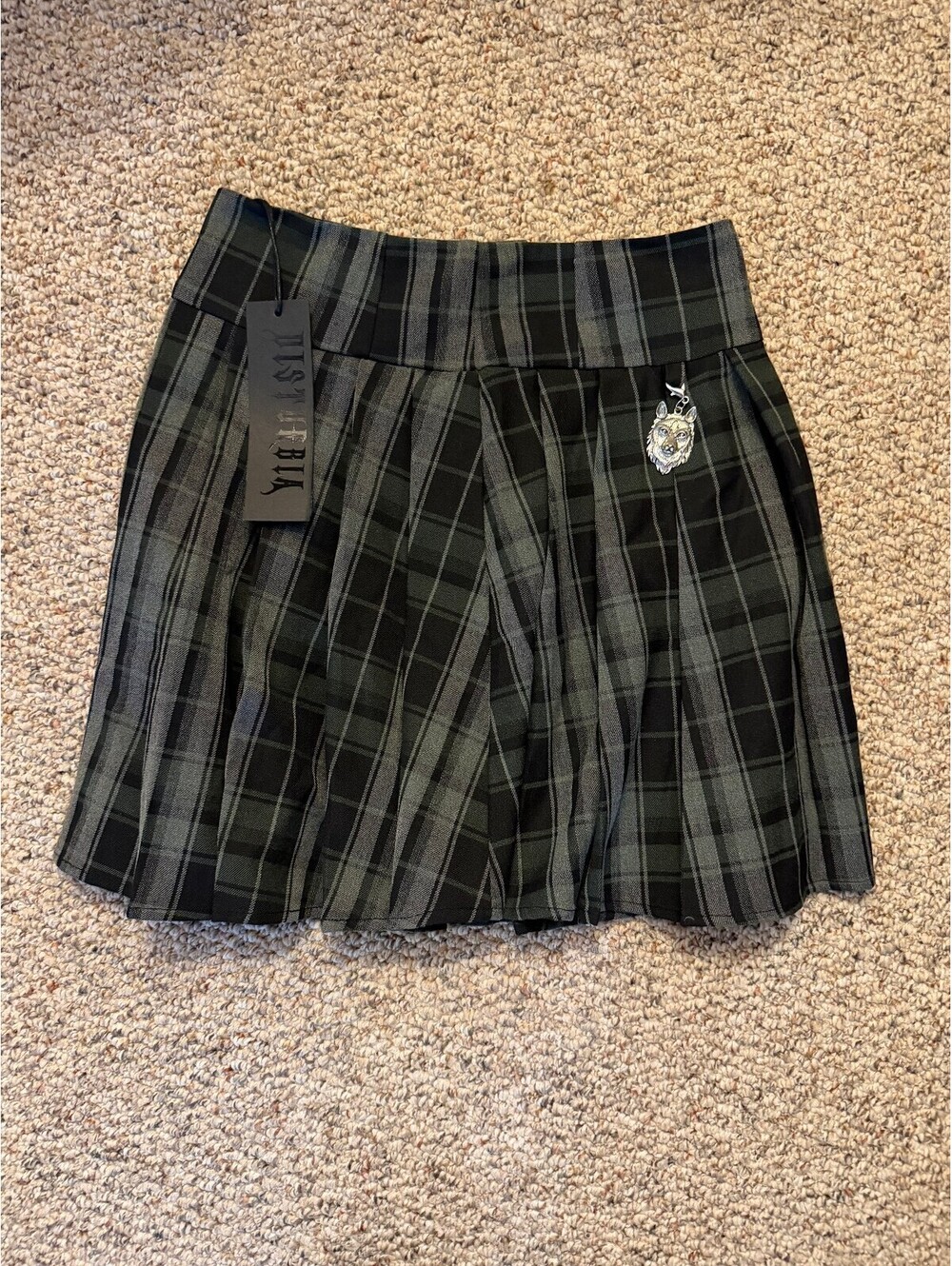 Disturbia green/black check pleated mini skirt